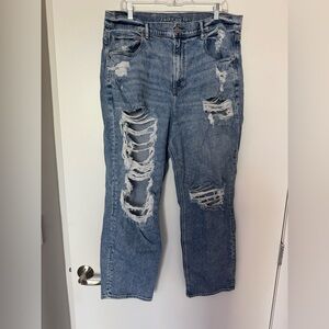 American Eagle Outfitters Ripped Blue Highest Rise 90s Boyfriend Jeans